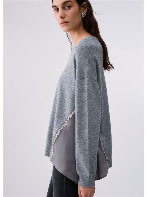 Maglia con inserti in raso LIU JO | WF6290MA16R/02050